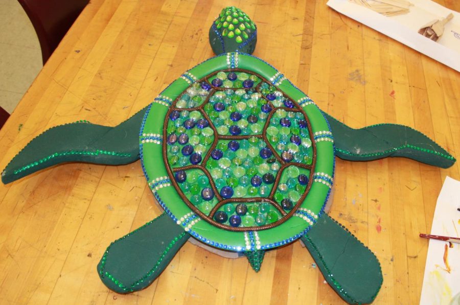 Turtle Sculpture made by Madyson Walters and Caitlyn Weaver. 