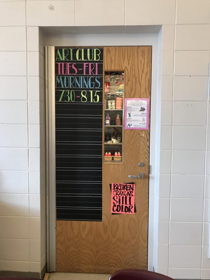 Redecorated door by Mrs. Covington. 