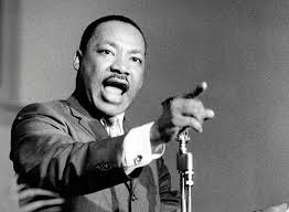 Martin Luther King Jr gives a speech.