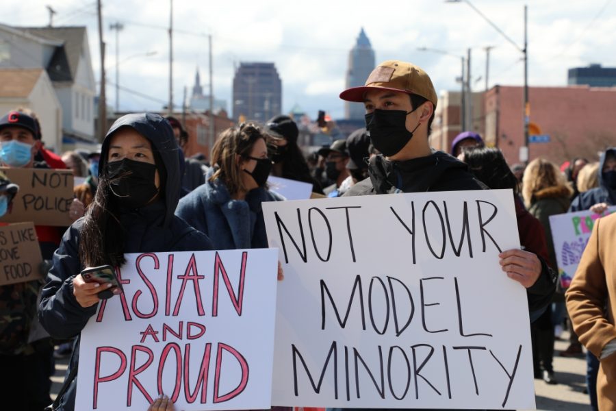 Attendees of the Stop Asian Hate March in Cleveland, Ohio on March 28, 2021. 