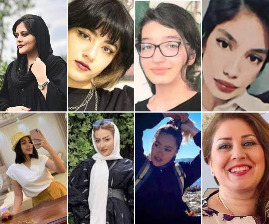 A collage of some young women affected by Iran womens laws and conflicts created by Bree Callahan