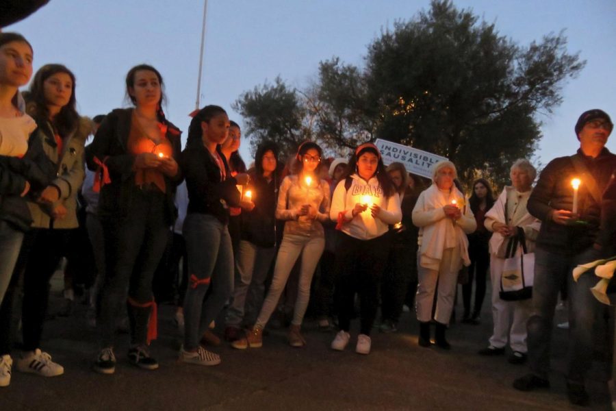 A vigil in Parkland, Florida after a school shooting to honor those who were injured. 