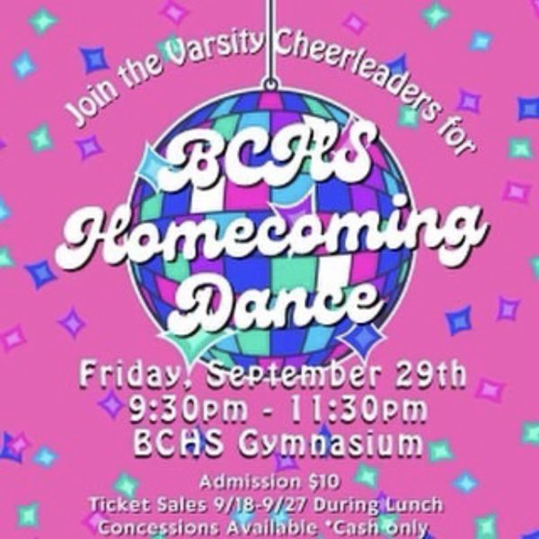 The BCHS homecoming dance and homecoming game social media post.