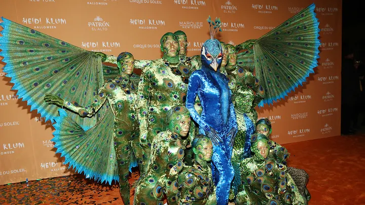 A photo featuring Heidi Klum as a Peacock from her Halloween party this year. 