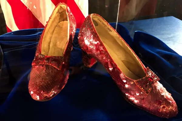 A pair of ruby slippers were stolen that Judy Garlands wore in The Wizard of Oz