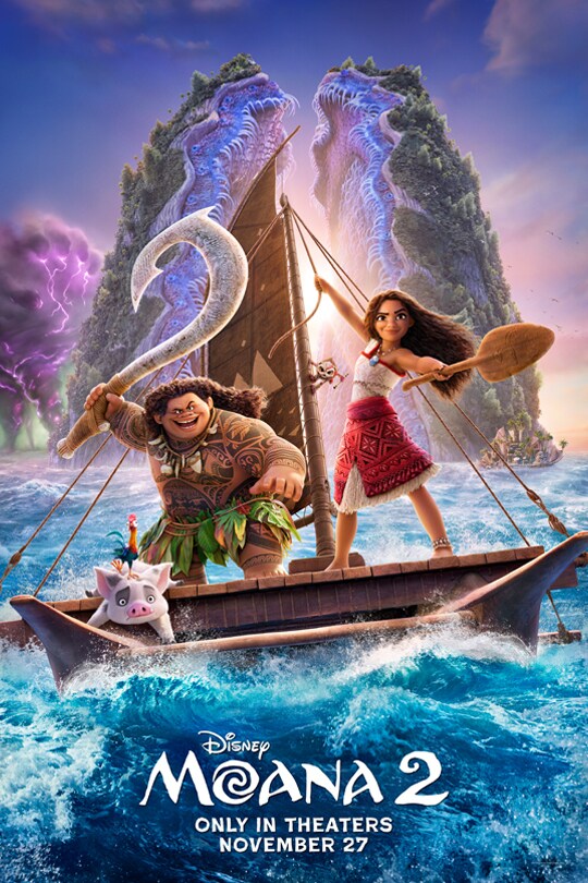 This is a photo of the Moana 2 movie poster, crafted by Disney.