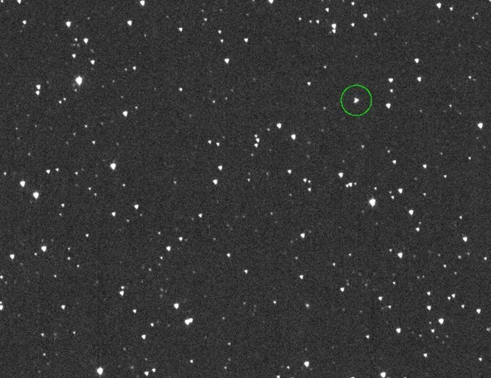 An image of asteroid 2024 YR4 circled