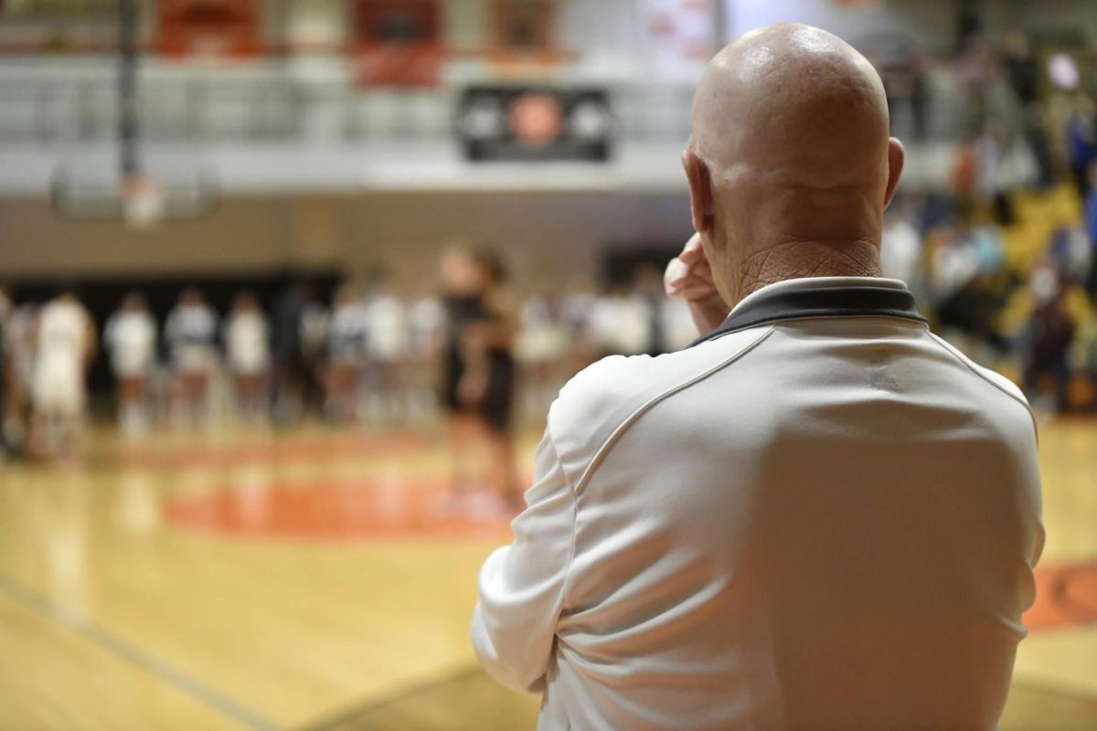 Coach Franklin looked one last time at the court after his last game of coaching 