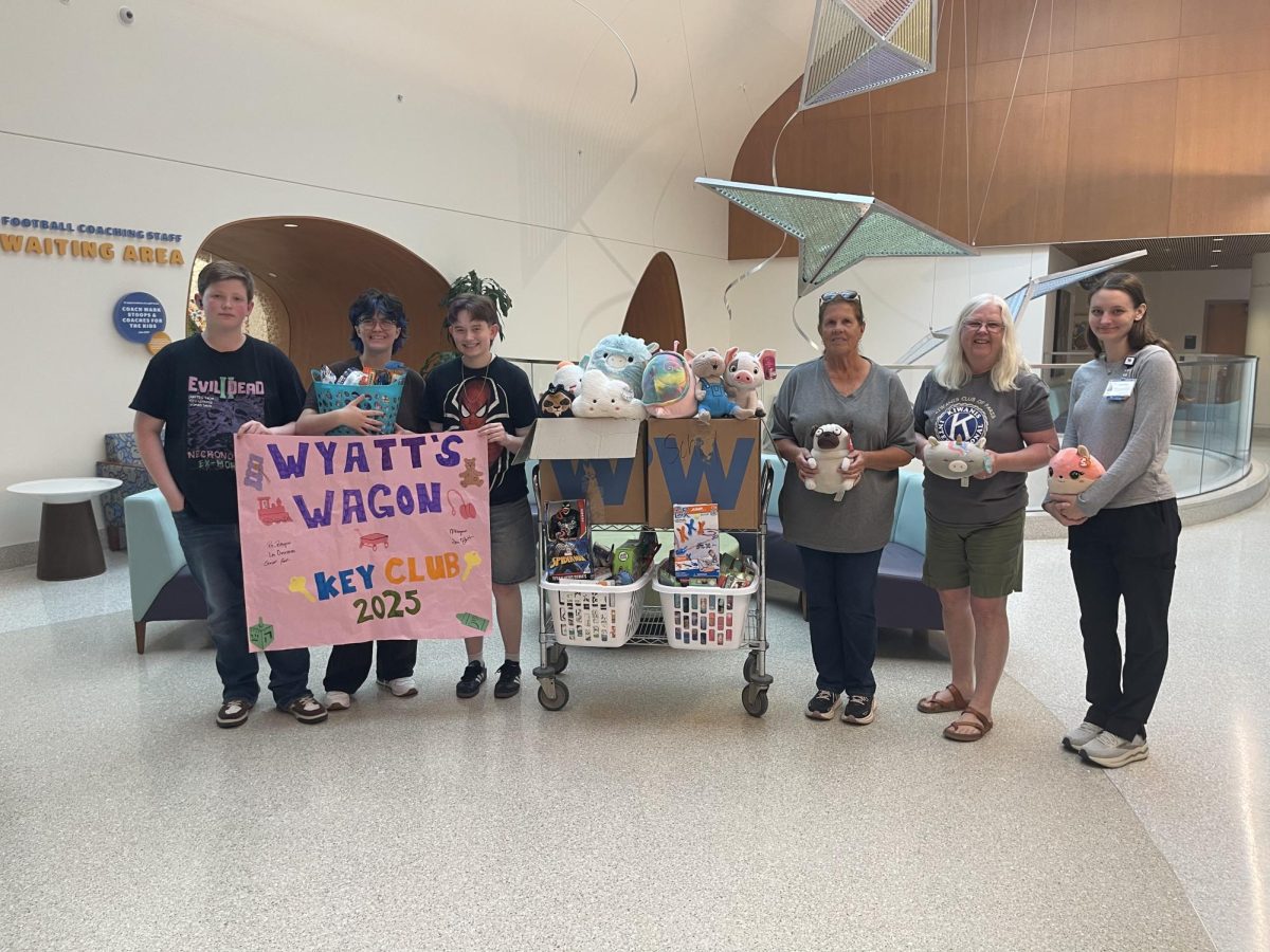 Key Club officers at UK Children's Hospital with donations